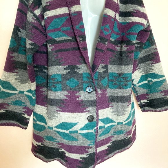 Vintage Alps Fine Womens Apparel Knit Cardigan Sweater southwest Pure Wool S - Picture 4 of 14